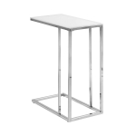 Monarch 24" Contemporary Tempered Glass Top Chrome Metal Frame Snack C-Shape Side Accent Table