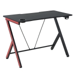 HOMCOM 47 inch Gaming Computer Desk, Home Office Gamer Table Workstation with Cup Holder, Headphone Hook, Cable Management, Carbon Fiber Surface