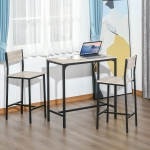 HOMCOM Industrial Counter-Height 3-Piece Table and 2 High Back Stools Set for Small Space in the Dining Room
