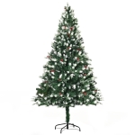 HOMCOM 6ft Artificial Snow-Flocked Christmas Tree Holiday Decoration with Red Berries - Automatic Open
