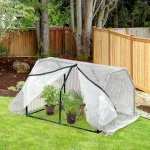 Outsunny 118" x 39" x 32" Transparent PVC Mini Tunnel Greenhouse Garden Green Grow Shed Portable Plant Flower Warm House Steel Frame Zipped Doors(c-6)