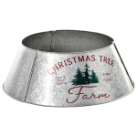 HOMCOM Christmas Tree Collar, Steel Tree Ring Skirt Decor w/ Printed Design, 26" Base, Silver
