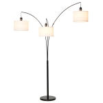 HOMCOM Arc Floor Lamp with 3 Hanging Drum Shape Lampshade, Flexible Steel Pole and Marble Round Base - Black/White