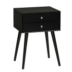 HOMCOM Modern Two-Tier Drawers Side Table, Nightstand, Living Room, Bedroom, Black