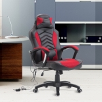HOMCOM Ergonomic Massage Office Chair Heated Vibrating Swivel Computer Seat with Pillow and Lumbar Support