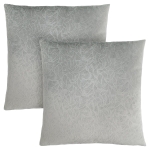 Monarch 18" x 18" Floral Velvet Decorative Throw Pillow (Set of 2) - Light Grey