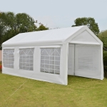 Outsunny 20’ x 10’ Heavy Duty Car Tent Outdoor Car Canopy Shelter Party Tent w/ Water-Resistant Sidewall Cloth Zipper Door Windows White