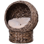 PawHut Cat Braided Banana Leaf House Enclosure, Includes Super Soft Cotton Bed, 23.5" H