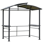 Outsunny 8' x 5' BBQ Patio Canopy Gazebo with Interlaced Polycarbonate Roof, 2 Side Shelves & Poles for Hanging Tools