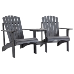 Outsunny Outdoor Wood Adirondack Chair Reclined Bench w/ Coner Table & Umbrella Hole