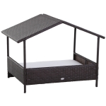 PawHut 4 Sturdy Legs Elevated & Cushioned PE Rattan Dog / Cat House with Comfortable Protective Anti-slip Sleeping Pad & Weather-Fighting Material