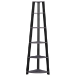 Monarch 72" Contemporary 6-Tier Storage Shelf Corner Accent Bookcase - Grey / Black Finish