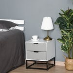 HOMCOM Bedside Cabinet Nightstand with 2 Drawer Unit Storage and Metal Base for Home Office