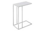Monarch 24" Contemporary Chrome Metal Base Tempered Glass Top C-Shaped Side Accent Table - White Frosted Finish
