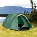 Outsunny Camping Dome Tent 2 Room for 3-4 Person with Weatherproof Vestibule Backpacking Tent Large Windows Lightweight for Fishing & Hiking Green
