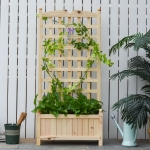 Outsunny 23.5"x11.5"x49.25" Raised Garden Bed with Trellis Board Back & Strong Wooden Design & Materials