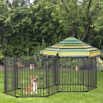 PawHut 47" Heavy-duty Pet Playpen Kennel with Door & Removable Cover 10 Panels Freestanding Puppy Crate Fence for Small & Most Medium Sized Dogs Indoor &Outdoor Use Black