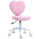 HOMCOM Heart Shaped Back Design Office Chair with Adjustable Height and 360 Swivel Castor Wheels - Pink
