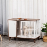 PawHut Furniture Style Dog Crate, Pet Cage Kennel End Table, Indoor Decorative Dog House, with Wooden Top, Door, for Small Dogs, Brown