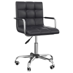 HomCom Modern Tufted PU Leather Midback Home Office Chair with Lumbar Support - Black
