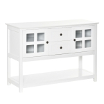 HOMCOM Kitchen Sideboard Serving Buffet Cabinet Cupboard Console Table with Adjustable Shelves, Glass Doors, and 2 Drawers, for Living Room, White