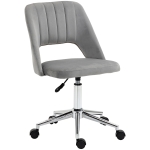 Vinsetto Ergonomic Velvet Armless Computer Swivel Upholstered Chair w/ Open Back, Grey