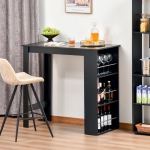 HOMCOM Modern Bar Table Counter Height Dining Table Computer Desk with 3 Storage Shelves for Kitchen, Dining Room, Living Room, Black