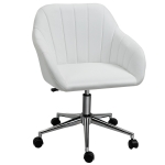 Vinsetto Mid Back Home Office Chair Computer Desk Chair with PU Leather, Adjustable Height, Swivel Wheels for Study, Bedroom, White