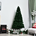 HOMCOM 6FT Pre-lit LED Optical Fiber Christmas Tree Artificial Holiday Décor with Stand Green