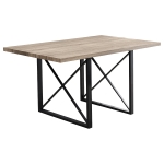 Monarch 60" x 30" Rectangular Industrial Modern Metal Base Dining Table - Dark Taupe