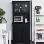 HOMCOM Tall Colonial Style Kitchen Pantry Storage Cabinet W/ Adjustable Shelves Black