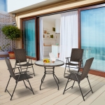 Outsunny Rattan Wicker Patio Bar Chair Set UV Resistant Garden Furniture Set Outdoor & Indoor w/ Glass & Umbrella Hole Table Brown(c-2)