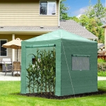Outsunny 8' x 6' Portable Walk in Greenhouse with Roll-up Door & 2 Windows Outdoor for Plants Garden Foldable Green House Green