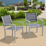 Outsunny Set of 2 Patio Dining Chair Outdoor Mesh Seat Heavy Duty Stackable Garden Bistro Chairs Yard Furniture