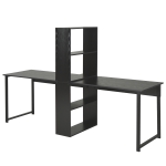 HOMCOM 88” Extra Long 2-Person Computer Desk w/ Bookshelf Combo Double Workstation Storage Unit - Black