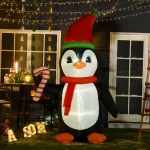 HOMCOM 8.2' Inflatable Penguin Holding Candy Cane LED Lights Outdoor Decoration