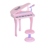 Qaba Mini Electronic Musical Piano 37 Key Keyboard Multifunction Kids Toy with Microphone Stool (Pink)