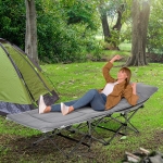 Outsunny Wide Folding Camping Cot Single Person Portable Outdoor Military Sleeping Bed Navy Blue(c-4)