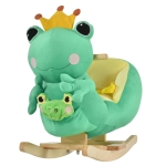 Qaba Kids Ride-On Rocking Horse Toy Frog Style Rocker with Fun Music & Soft Plush Fabric for Children 18-36 Months