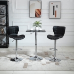 HOMCOM Set of 2 Counter Height Bar Stools Swivel Stool Height Adjustable Bar Chairs with Footrest for Kitchen Dining Home Pub, Black(c-4)