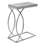 Monarch 25" Contemporary Curvy Chrome Metal Base C-Shaped Side Accent Table - Grey Cement-Look Finish
