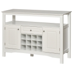 HOMCOM Modern Sideboard, Wooden Kitchen Buffet Cabinet with Drawer and 12-Bottle Wine Rack for Living Room, White