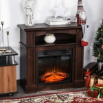 HOMCOM 1500W Freestanding Electric Fireplace Space Heater Wood Mantel Realistic Flame Stove, Dark Coffee