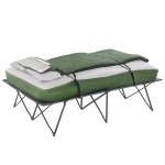 Outsunny 2-Person Collapsible Portable Camping Cot Bed Set with Sleeping Bag, Inflatable Air Mattress & Comfort Pillows