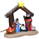 HOMCOM 6ft Christmas Inflatable Nativity Scene, Outdoor Blow-Up Yard Decoration with LED Lights Display