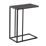 Monarch 24" Contemporary Black Tempered Glass Top Metal Frame C-Shaped Side Accent Table - Black Finish