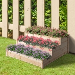 Outsunny 49''x49"x22" 3-Tier Raised Garden Bed Wooden Planter Kit Elevated Plant Box Stand for Yard & Patio