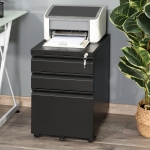 Vinsetto Metal 3 Drawer Mobile Locking Filing Cabinet Under Desk for Legal & Letter Files