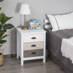 HOMCOM Accent Table Storage Cabinet with 3 Drawers Wooden Bedside Table Night Stand, Home Furniture