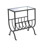 Monarch 23" Contemporary Metal Frame Tempered Glass Top Side Accent End Table with Magazine Rack - Stardust Brown Finish